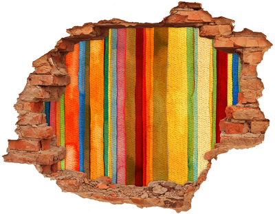 Adesivo effetto buco nel muro Strisce colorate su un muro danneggiato