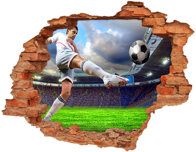 Adesivo con buco sbrecciato Azioni calcistiche in un'atmosfera da stadio