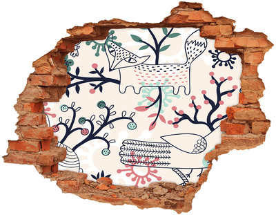 Adesivo murale buco 3D Motivo floreale con elementi naturali