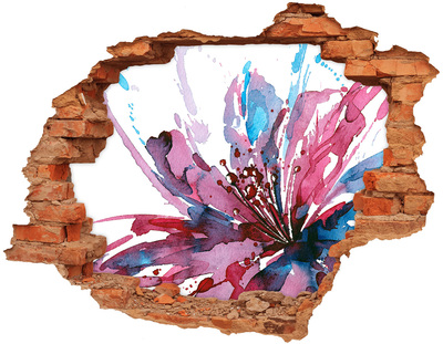 Adesivo murale buco 3D Un fiore in un muro in rovina
