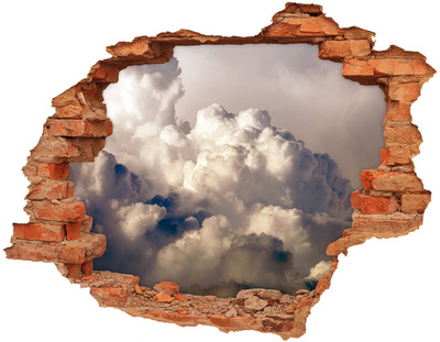 Adesivo con buco sbrecciato Nuvole dietro il muro