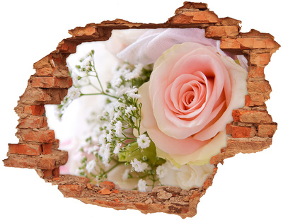 Adesivo effetto buco nel muro Una rosa in una composizione floreale