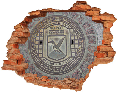 Adesivo murale buco 3D Sopot – Coperchio della fognatura comunale