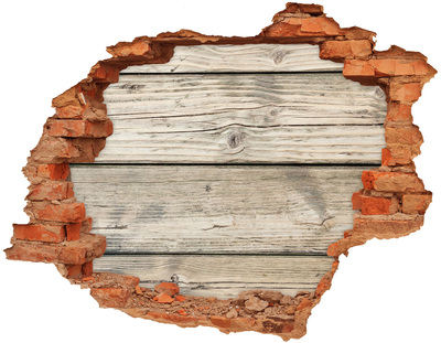 Adesivo effetto buco nel muro Una tavola di legno in un buco nel muro