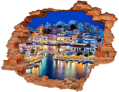 Adesivo murale buco 3D Una pittoresca cittadina costiera