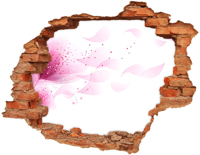 Adesivo con buco sbrecciato Un'onda rosa filtra attraverso il buco nel muro
