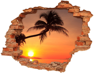 Adesivo effetto buco nel muro Tramonto su una spiaggia tropicale