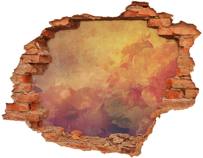 Adesivo effetto buco nel muro Il cielo infuocato oltre le mura