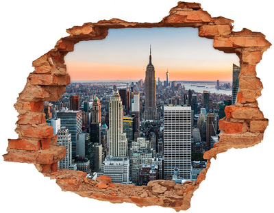 Adesivo effetto buco nel muro New York al tramonto