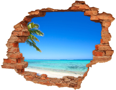 Adesivo con buco sbrecciato Oasi tropicale sul mare
