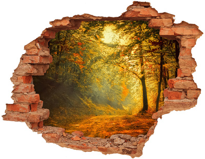 Adesivo effetto buco nel muro Autunno dorato nella foresta