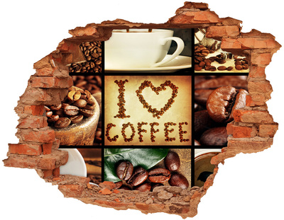 Adesivo effetto buco nel muro Caffè nel cuore