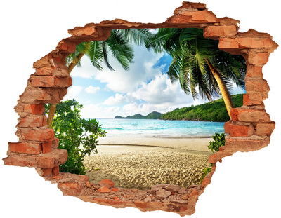 Adesivo con buco sbrecciato Spiaggia tropicale con palme