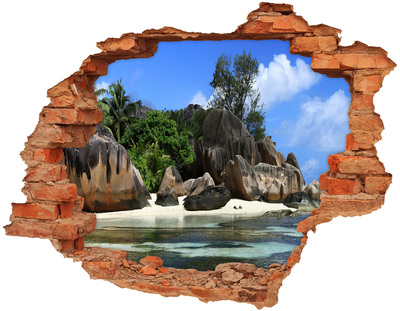 Adesivo murale buco 3D Oasi su un'isola tropicale
