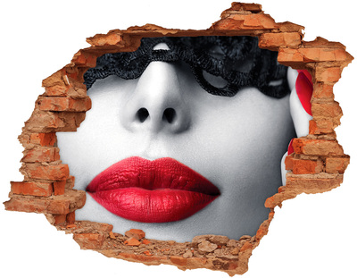 Adesivo effetto buco nel muro Labbra rosse