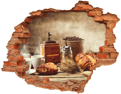 Adesivo con buco sbrecciato Caffè mattutino e pane fresco