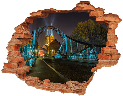 Adesivo effetto buco nel muro Il ponte nel paesaggio notturno