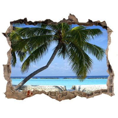 Adesivo buco nel muro Oasi tropicale con palme