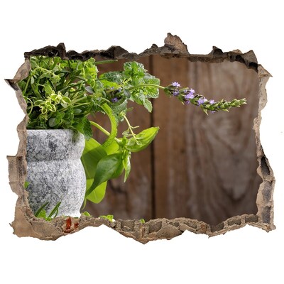 Finto buco nel muro 3D Un giardino verde in una cavità di cemento