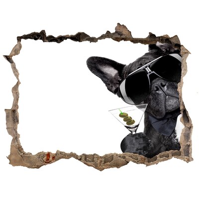 Adesivo buco nel muro Cane elegante con una bevanda