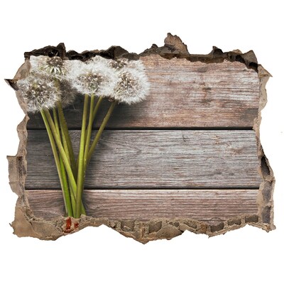Adesivo buco nel muro Fiori di tarassaco su un pavimento di legno
