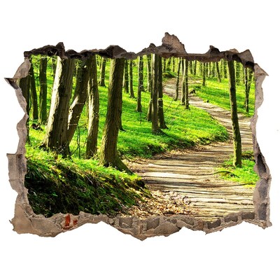 Finto buco nel muro 3D Sentiero nel bosco sotto il sole