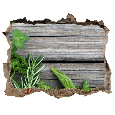 Adesivo buco nel muro Un muro danneggiato con pavimento in legno