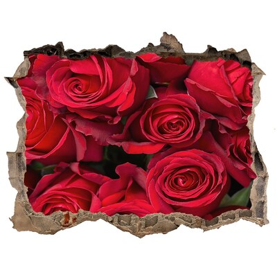 Sticker buco nel muro Un mazzo di rose rosse in un buco nel muro