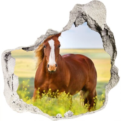 Finto buco nel muro 3D Un cavallo nel prato