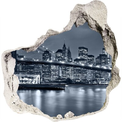 Finto buco nel muro 3D Il ponte di New York stagliato contro il cielo notturno.