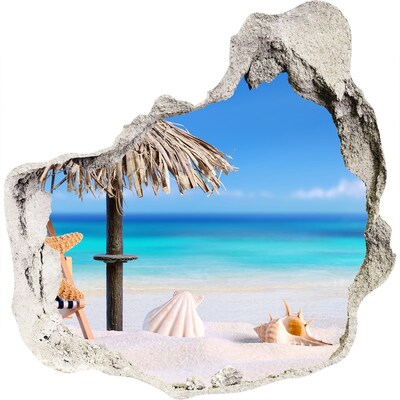 Finto buco nel muro 3D Spiaggia caraibica con conchiglie