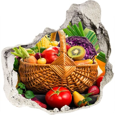 Finto buco nel muro 3D Un cesto pieno di frutta e verdura fresca