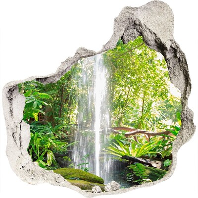 Finto buco nel muro 3D Cascata tropicale nella giungla
