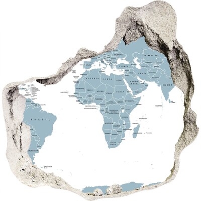 Adesivo effetto buco nel muro Una mappa del mondo ricavata in un buco nel muro