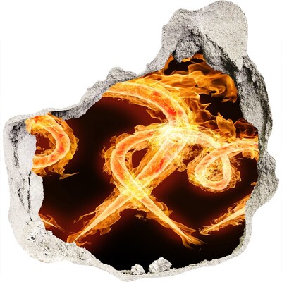 Trompe l'oeil buco nel muro Serpenti bruciati nel fuoco