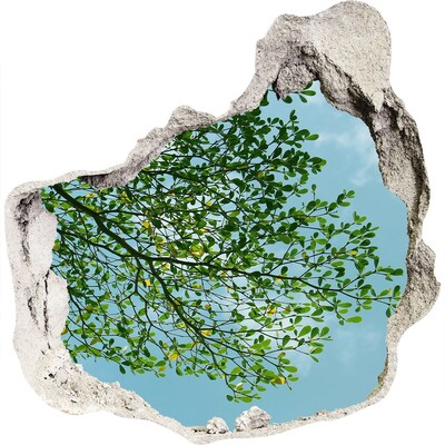 Finto buco nel muro 3D Foglie verdi sotto un cielo blu