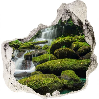 Adesivo effetto buco nel muro Oasi verde con cascata