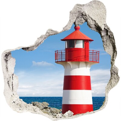 Adesivo effetto buco nel muro Un faro sulla riva del mare