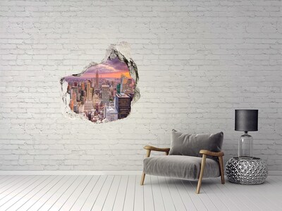 Finto buco nel muro 3D New York al tramonto