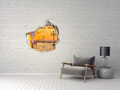 Trompe l'oeil buco nel muro Tramonto a Venezia