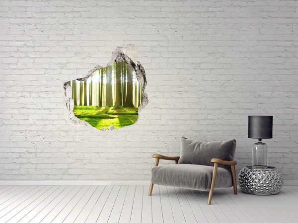 Finto buco nel muro 3D Foresta verde con raggi di sole