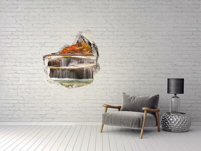 Finto buco nel muro 3D Cascata in un paesaggio autunnale