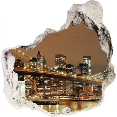 Finto buco nel muro 3D Lo skyline di New York di notte