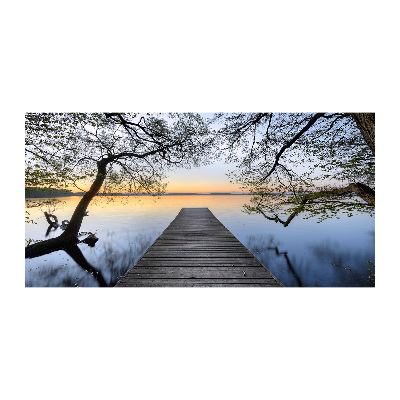 Quadro su vetro acrilico Molo sul lago
