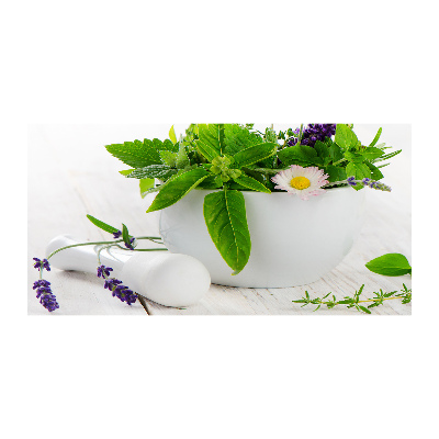 Quadro in vetro acrilico Mortaio ed erbe aromatiche