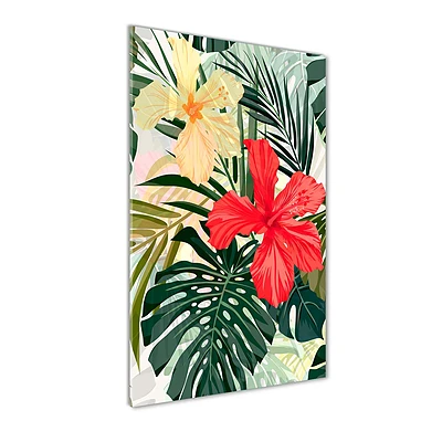 Quadro stampa su vetro acrilico verticale Fiori hawaiani