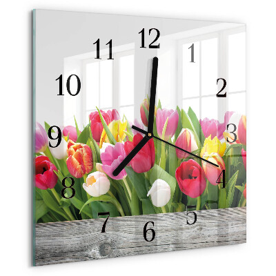 Orologio quadrato Tulipani