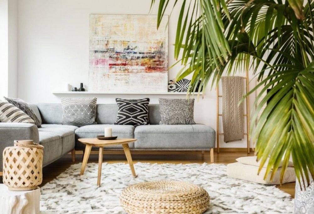 soggiorno in stile boho