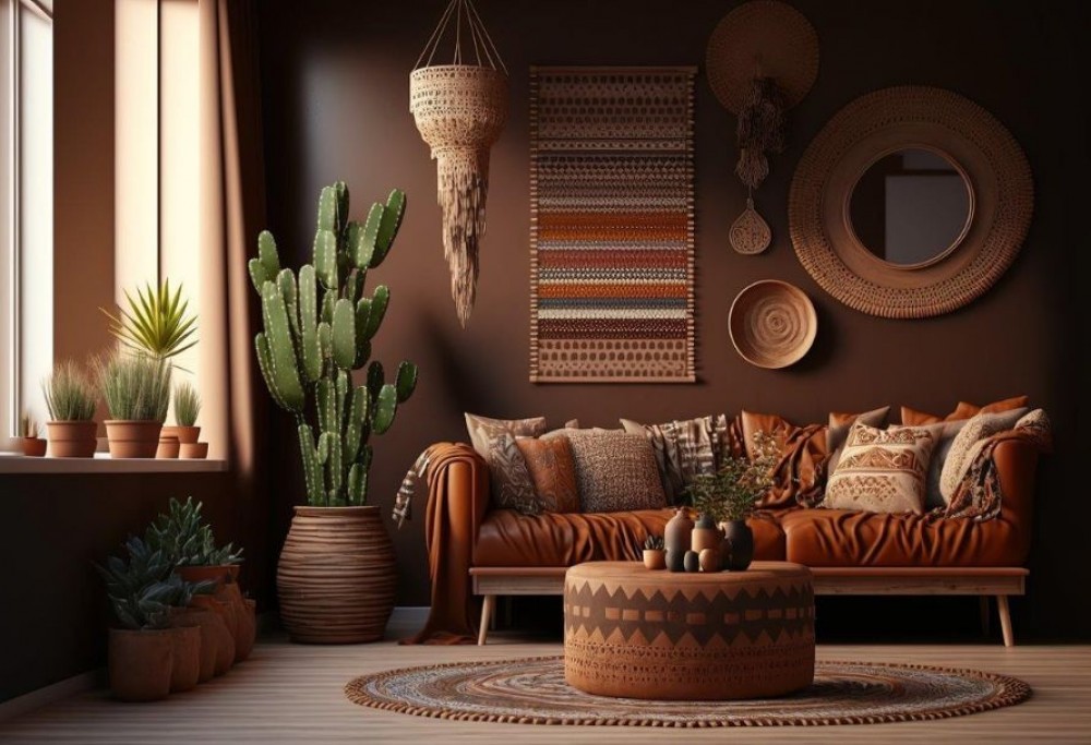 soggiorno in stile boho